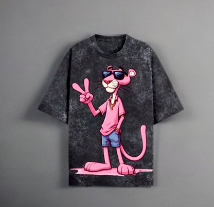 Pink panther / acid wash Oversized Tshirt