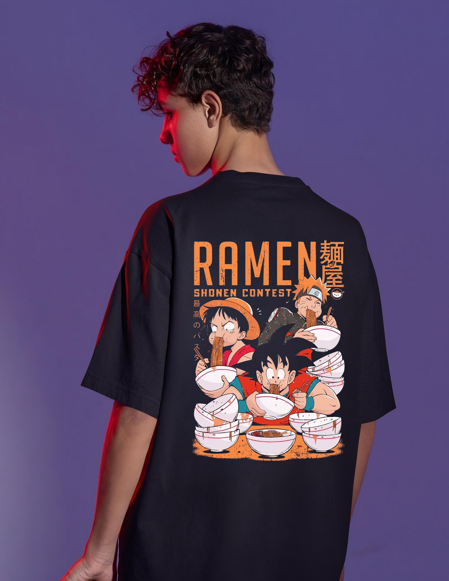 Ramen Lover Goku, Luffy, Neruto / oversized tshirt